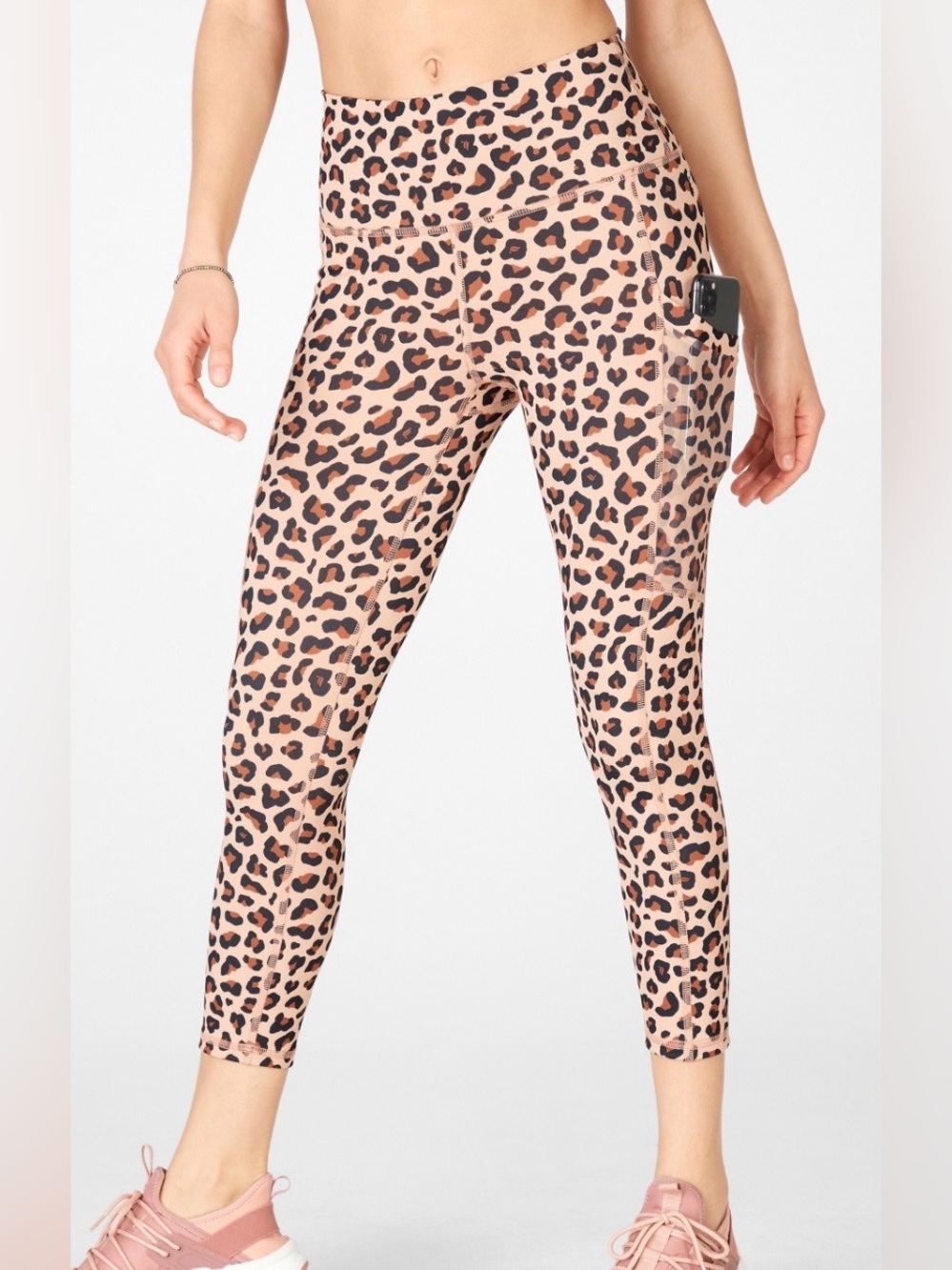 Fabletics PowerHold On-the-Go Leopard Capri Leggings Leopard Print Women Small S